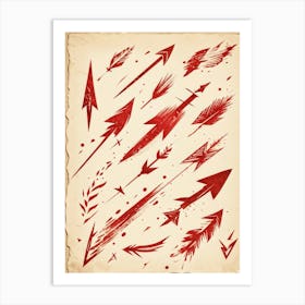 Brushstroke Designed Hand Drawn Arrow Icons Detailed Brushwork Strokes Visible Mix Of Red And Bro (1) Art Print