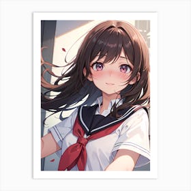 Anime Girl In School Uniform 1 Art Print