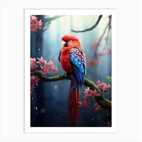 Aerial Flamenco: Crimson Rosella Print Art Print