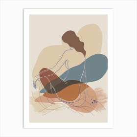 Woman Sitting On The Ground Style Abstract Art Print