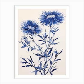 Blue Botanical Asters 7 Art Print