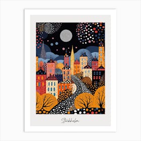 Poster Of Stockholm, Illustration In The Style Of Pop Art 2 Art Print