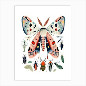 Colourful Insect Illustration Moth 12 Art Print