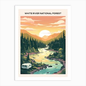 White River National Forest Midcentury Travel Poster Art Print