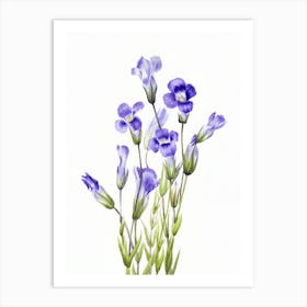 Watercolor Of Purple Flowers Art Print