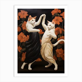 "Feline Ballet: Two Cats in Dance" Art Print