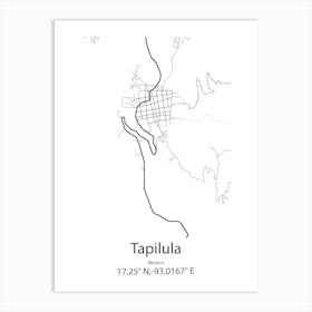 Tapilula,Mexico Minimalist Map Art Print