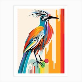 Colourful Geometric Bird Roadrunner 3 Art Print