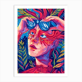 Woman With Colorful Hair 3 Art Print