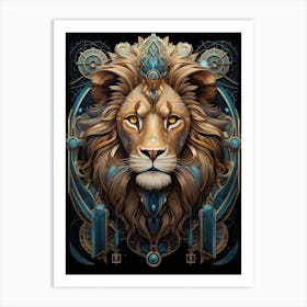 Lion Art Painting  Art Deco 3 Art Print