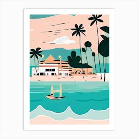 Koh Lanta Thailand Muted Pastel Tropical Destination Art Print