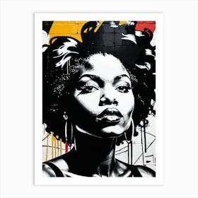 Vintage Graffiti Mural Of Beautiful Black Woman 82 Art Print