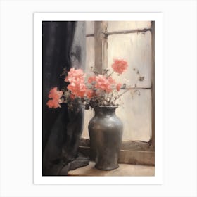 Vintage Flower Rose In Window Sill Art Print