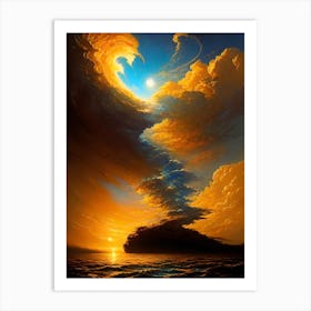 Sun Rising Over The Ocean Art Print