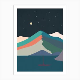 Night Of Mountain Scenery Art Print