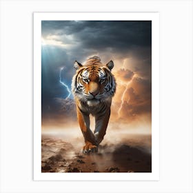 Tiger In The Storm Art Print