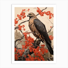 Dark And Moody Botanical Red Tailed Hawk 4 Art Print