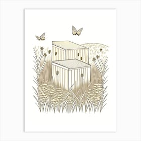 Bee Boxes In A Field 7 Vintage Art Print