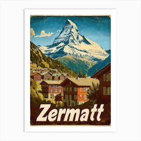 Aihrgdesign A Vintage Travel Poster Of Zermatt 2 Art Print