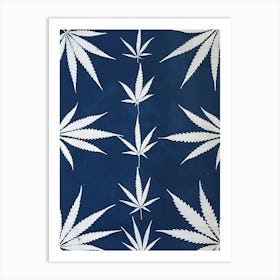 Blue Hemp leaves cyanotype Art Print