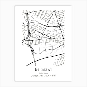 Bellmawr,United States Minimalist Map Art Print