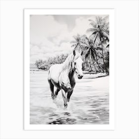 A Horse Oil Painting In Bora Bora French, Polynesia, Portrait 4 Art Print