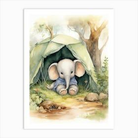 Elephant Painting Camping Watercolour 1 Art Print