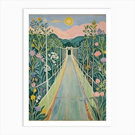 Pastel Bridge In The Garden Art Print