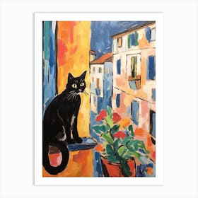 Painting Of A Cat In Orvieto Italy Art Print