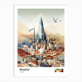 Madrid, Spain, Geometric Illustration 4 Poster Art Print