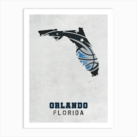 Orlando Magic Orlando Florida State Map Art Print