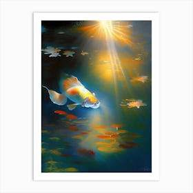 Ghost Koi Fish Monet Style Classic Painting Art Print