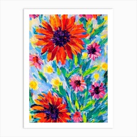 Gazania Floral Print Abstract Block Colour 1 Flower Art Print