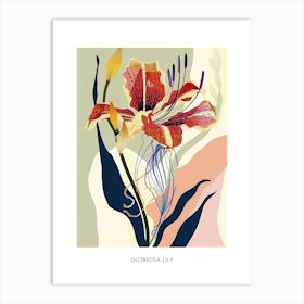 Colourful Flower Illustration Poster Gloriosa Lily 3 Art Print