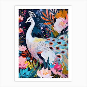 White Peacock Painting 3 Art Print