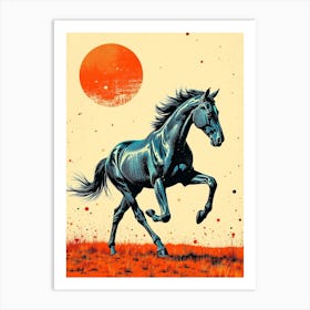 Blue Horse Creative Color Painting Art Print