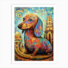 Dachshund dog abstract print Art Print