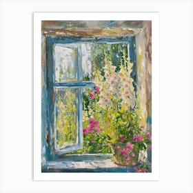 Foxglove Flowers On A Cottage Window 4 Art Print