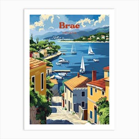 Brac Croatia Vintage Travel Art Illustration Art Print