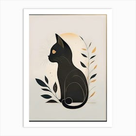 black cat mininalist portrait 4 Art Print