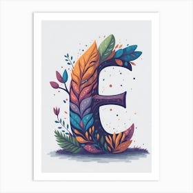 Colorful Letter E Illustration 74 Art Print