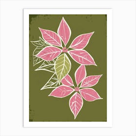 Pink & Green Poinsettia 2 Art Print