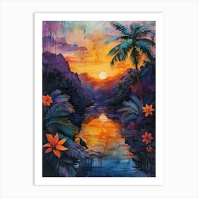 Sunset In The Jungle 3 Art Print