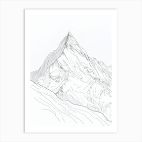 Kangchenjunga Nepal India Line Drawing 1 Art Print