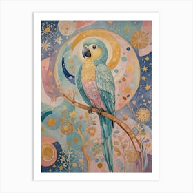 Whimsical Pastel Parrot On A Branch Art Print