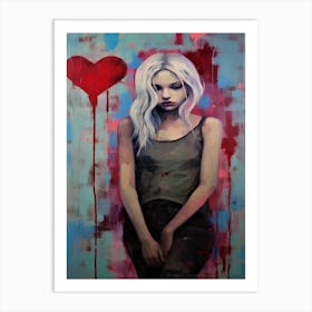 Heartfelt Thoughts - Girl With A Heart Art Print