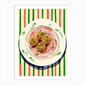 A Plate Of Arancini Top View Food Illustration 2 Art Print