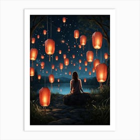 Lanterns In The Sky 5 Art Print