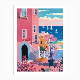 Pink House At The Beach Art Print