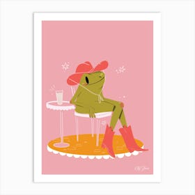 Cowboy Frog drinking an iced Coffee Art Print